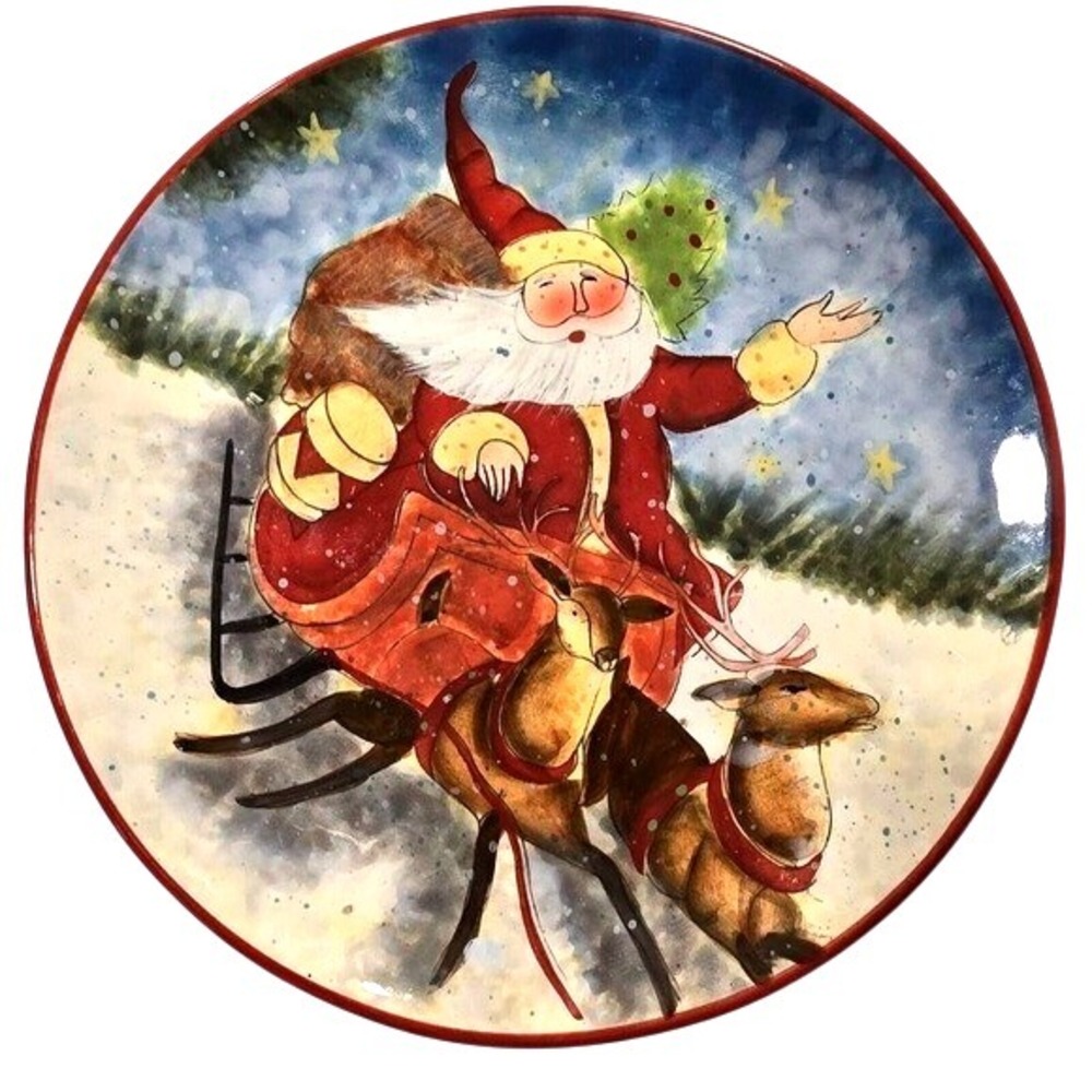2 Susan Winget ENCHANTED‎ SANTA Salad Plates  8.25"